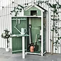 Image of OutSunny Garden Storage Workstation Shed Green
