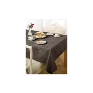 image of Emma Barclay Damask Rose Tablecloth, Chocolate, 60 x 84 Inch