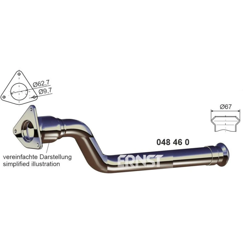 Image of ERNST 048460 Exhaust Pipe Front, Length: 820mm Exhaust Pipe (17)
