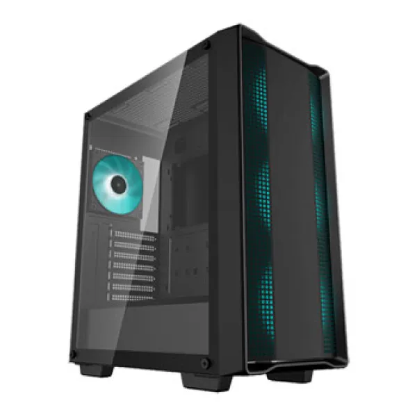 Image of DeepCool CC560 Case Gaming Black Mid Tower 1 x USB 3.0 / 1 x USB 2.0 Tempered Glass Side Window Panel DeepCool Blue LED Fans ATX Micro ATX Mini-ITX