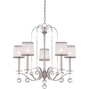 image of Whitney 5 Light Multi Arm Chandelier Silver Finish, E14