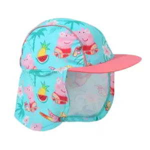 Image of Peppa Pig Girls Tropical Sun Hat (12-18 Months) (Sky Blue/Pink)