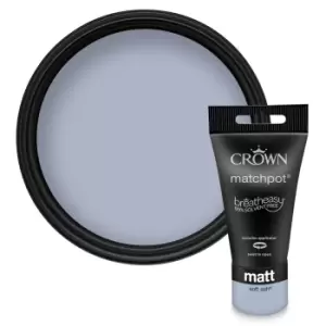 Image of Crown Breatheasy Soft Ash Matt Emulsion Paint, 40ml Tester Pot