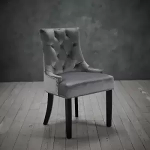 Image of Set Of 2 Morgan Dining Chairs Grey Velvet