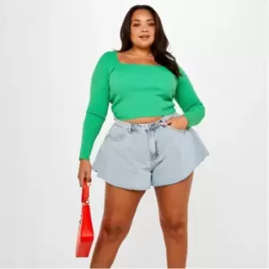 Missguided Recycled Plus Size Floaty Denim Short - Blue