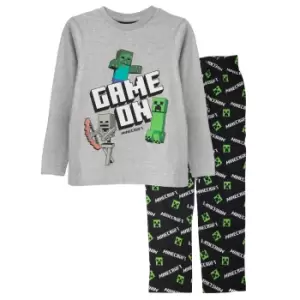 Image of Minecraft Boys Game On Pyjama Set (10-11 Years) (Black/Heather Grey)