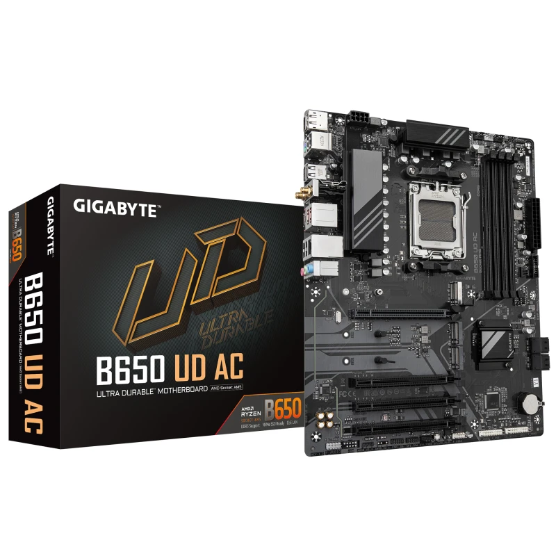Image of Gigabyte B650 UD AC Motherboard - AMD Ryzen 9000 Series CPUs. 6+2+2 Ph