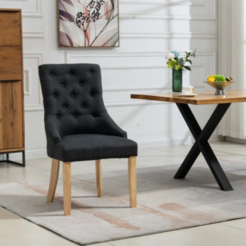 Image of Ravenna Fabric Dining Chairs - Set Of 2 - Black