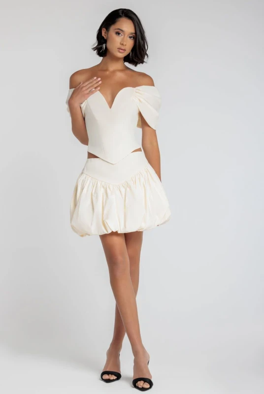 Image of Goddiva Womens Mini Balloon Skirt Goddiva Bengaline Blanc Female 40