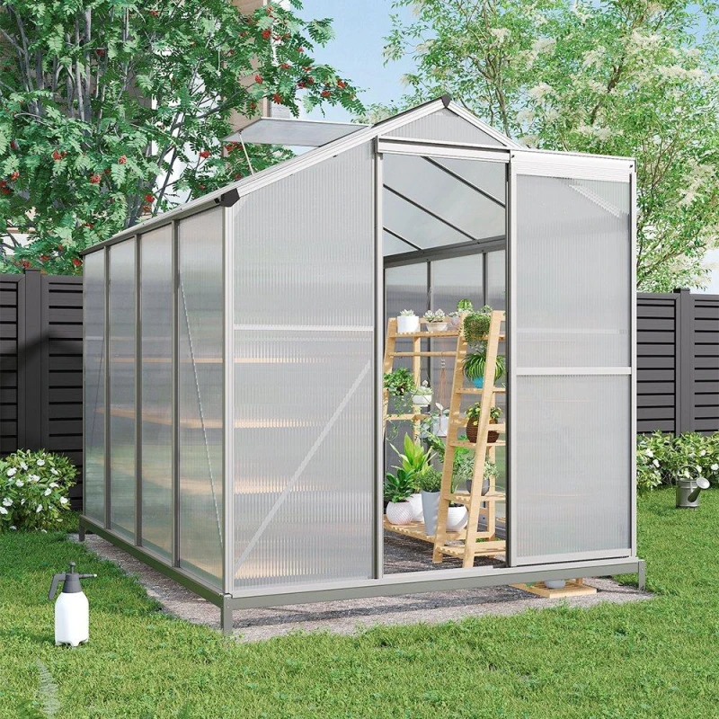 Image of Breeins Outdoor 6x8fts Aluminium Greenhouse with Vent - White White L