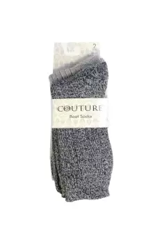 image of Couture Womens/Ladies Boot Socks (Pack of 2) (4 UK-7 UK) (Denim/Light Grey)