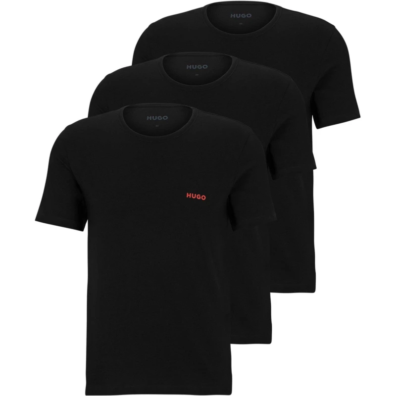 Image of HUGO 3pack T-Shirt Triplet Logo Black male
