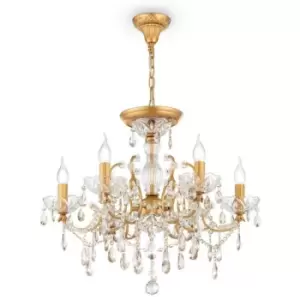 image of Sevilla Chandelier Gold & Crystal, 6 Light, E14