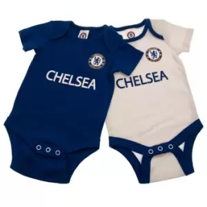 image of Chelsea FC Baby Bodysuit (Pack of 2) (12-18 Months) (Blue/White)