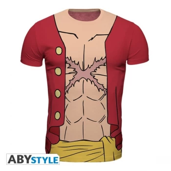 Image of One Piece - Replica "Luffy New World" Mens Medium T-Shirt - Multi-Colour