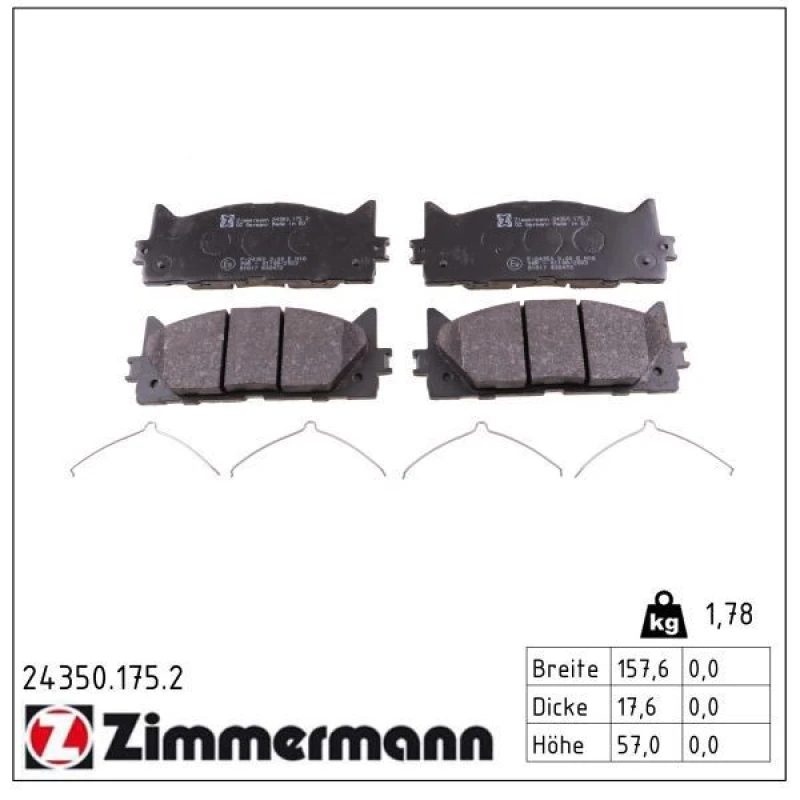 Image of ZIMMERMANN Brake pad set ZIMMERMANN 24350.175.2