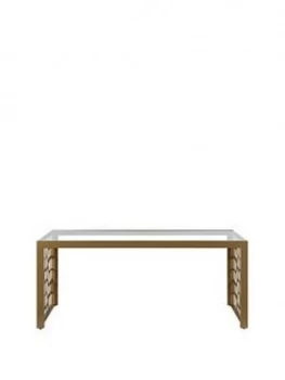 image of Cosmo Living By Cosmopolitan Juliette Glass Top Coffee Table- Soft Brass