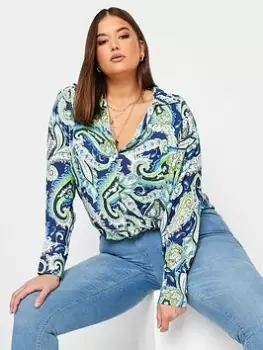 Image of Yours Long Sleeve Shirt, Blue, Size 18, Women