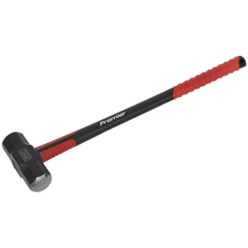 Image of Loops 14lb Sledge Hammer - Fibreglass Handle - Rubber Grip - Fine Grained Carbon Steel Metallics