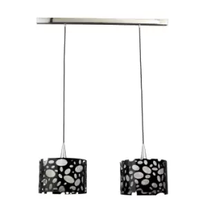 Image of Lupin Linear Pendant 2 Light E27 Line, Gloss Black/White Acrylic/Polished Chrome, CFL Lamps INCLUDED