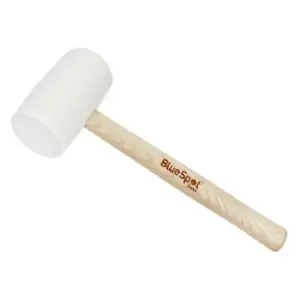 image of Blue Spot Tools 16oz (0.45kg) White Rubber Mallet With Wooden Handle