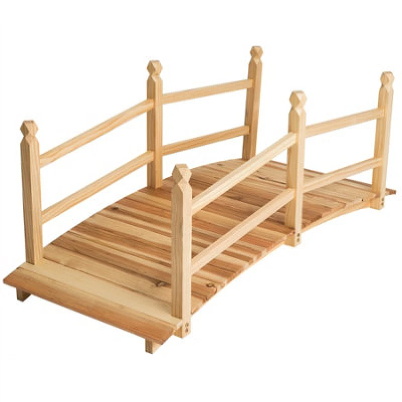 Image of Tectake Garden Bridge - With Railing, Weatherproof, 137 X 58 X 58cm - Brown