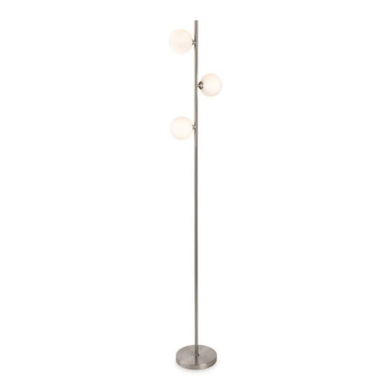Image of Luminosa Lighting Luminosa Lyric Floor Lamp Brushed Steel With Opal White Glass 3Xg9