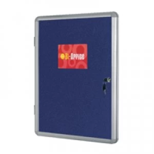 Image of Bi-Office Lockable Internal Display Case 1110x930mm Blue Felt Aluminiu