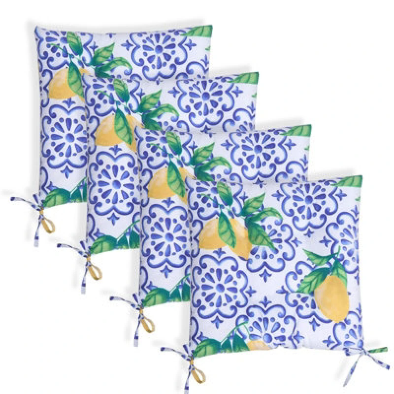 Image of OHS OHS 4 Pack Seat Pads Water Resistant Garden Chairs Cover Outdoor Cushions in Bright Yellow Size: 40cm x 40cm Bright Yellow 40cm x 40cm Unisex 50