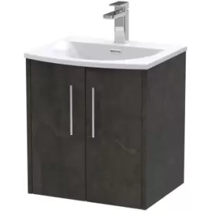 image of Hudson Reed Juno Wall Hung 2-Door Vanity Unit with Basin 4 500mm Wide - Metallic Slate