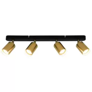 image of Zumaline Vila Ceiling Spotlight Bar, Black, Gold, 3x GU10