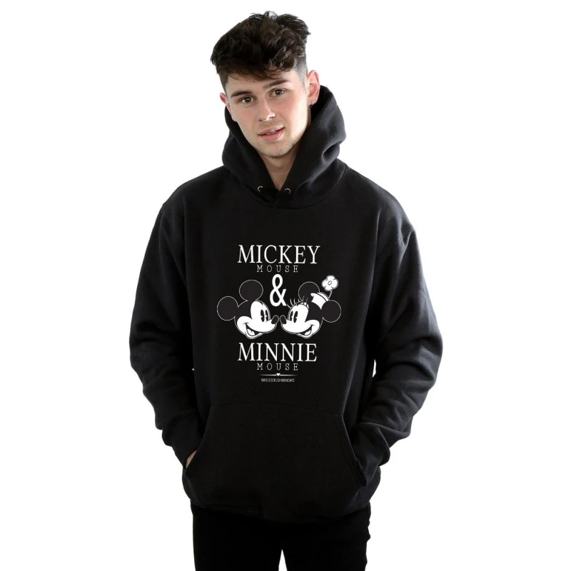 Image of Disney Men Mickey And Minnie Mouse Mousecrush Mondays Hoodie in Black Size: Small Black S Male 5057864538205