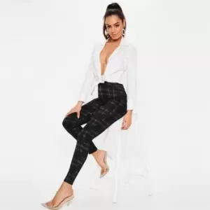 image of Missguided Vice Checked Highwaisted Skinny Jean - Black