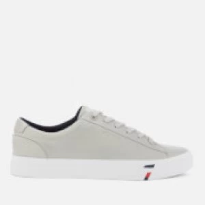 Image of Tommy Hilfiger Mens Corporate Leather Trainers - Antique Silver - EU 44/UK 10