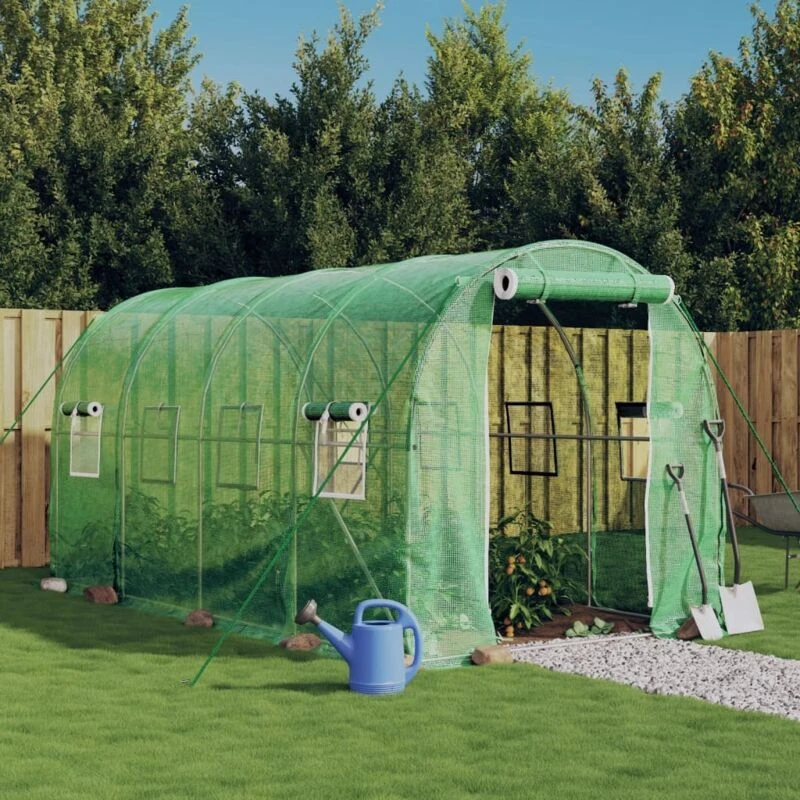 Image of vidaXL Greenhouse with Steel Frame Green 8m 4x2x2 m, Green 3188017