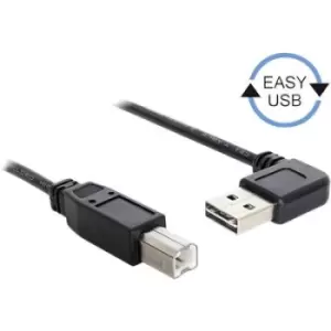 image of Delock USB cable USB 2.0 USB-A plug, USB-B plug 2m Black gold plated connectors, UL-approved 83375