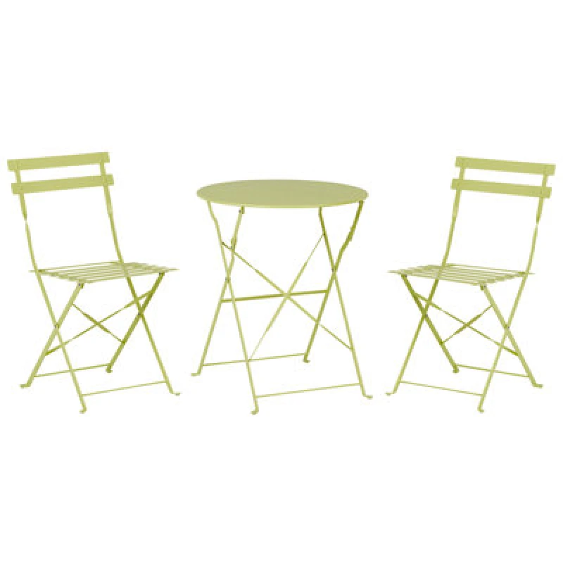 Image of Beliani Bistro Set Folding Fiori Metal Lime Green