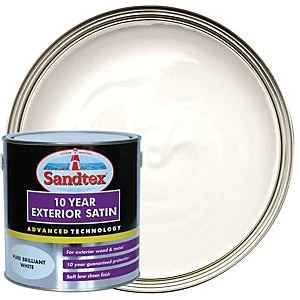 image of Sandtex 10 Year Exterior Satin Paint - Pure Brilliant White 2.5L