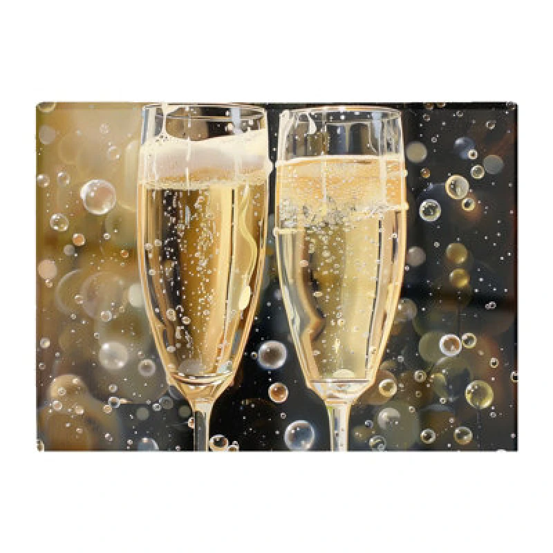 Image of Warren Reed Designer Splashart Bubbly Champagne Flues Chopping Board