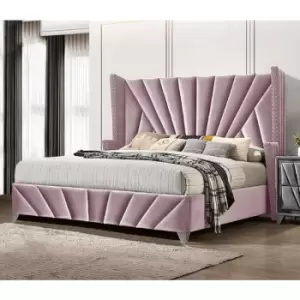 Image of The Premiere Upholstered Beds - Plush Velvet, Super King Size Frame, Pink - Pink