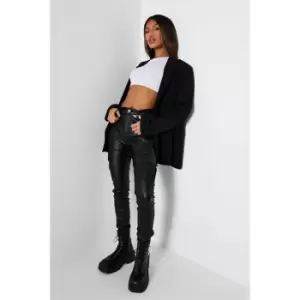 Image of I Saw It First Denim Coated Cargo Jogger Jeans - Black