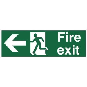 image of Stewart Superior SP120SAV Self Adhesive Vinyl Sign 450x150mm Fire Exit Left Arrow