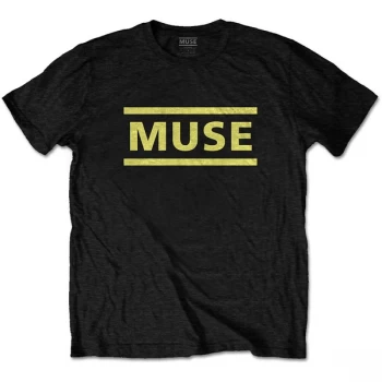 image of Muse - Yellow Logo Unisex X-Large T-Shirt - Black