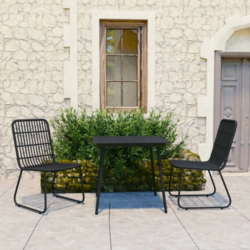 Image of VIDAXL 3 Piece Outdoor Dining Set Poly Rattan and Glass Vidaxl 8720286241653