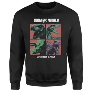 image of Jurassic Park World Four Colour Faces Sweatshirt - Black - L