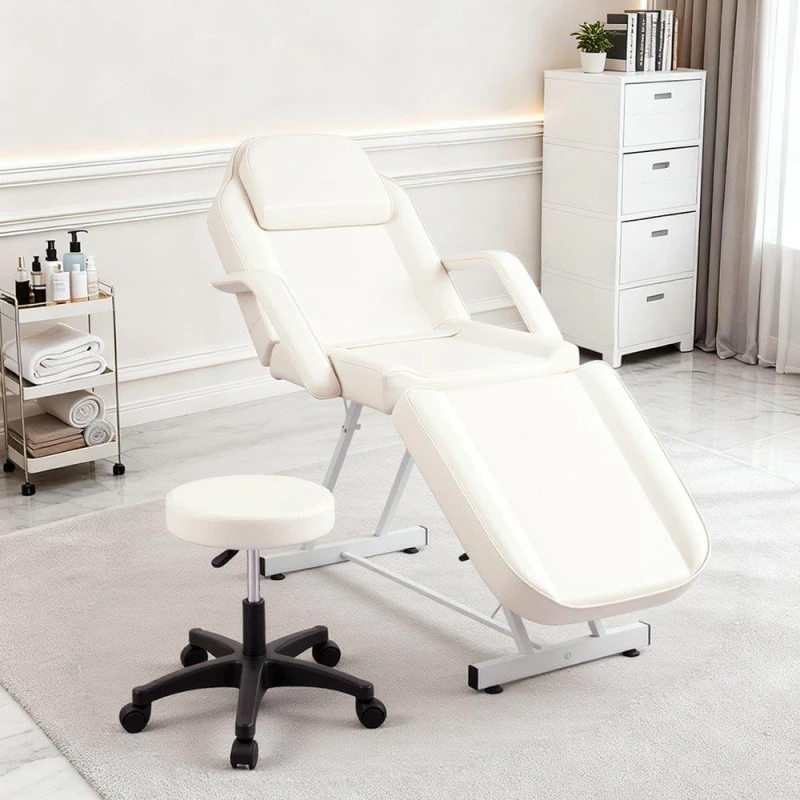 Image of SHEONLY Adjustable Massage Table with Recliner & Stool White unisex One size