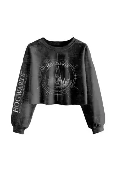 Hogwarts Constellation Acid Wash Crop Sweatshirt