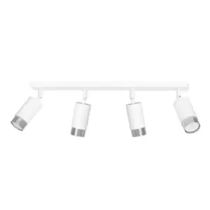 Image of Hiro White/Chrome Ceiling Spotlight Bar 4x GU10