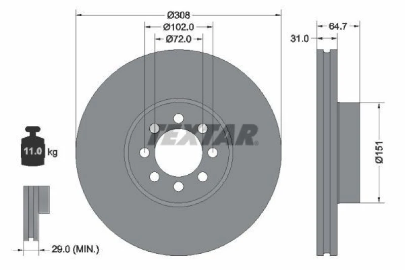 Image of Brake disc TEXTAR 92351303