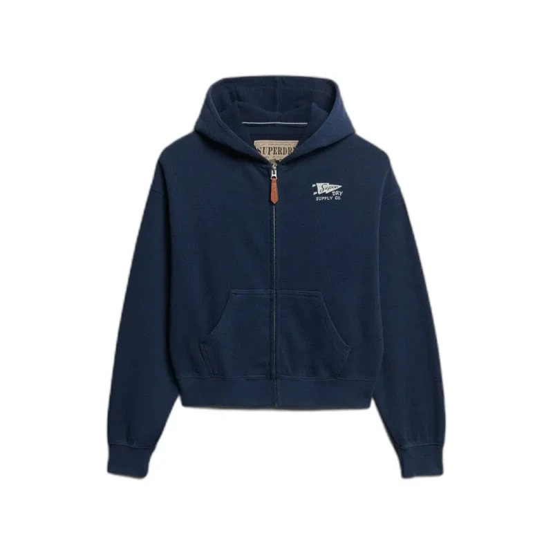 Image of Superdry Heritage Hamptons Zip Hoodie, Blue, Size 8, Women Blue WXZG0 Female 8